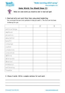 Worksheets for kids - some-words-you-should-know-1